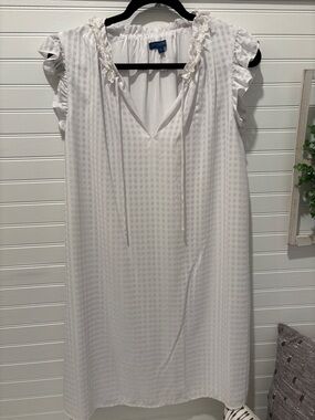 Soft White Sleeveless Ruffle-Trim Dress